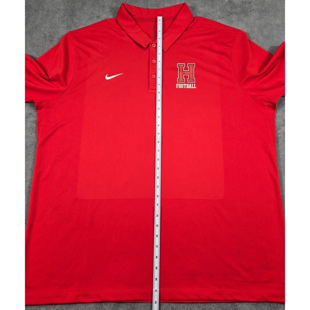 Nike Dri-FIT Red Football Polo Shirt Men's 2XL Embroidered H‎ Logo Athletic - Picture 6 of 11